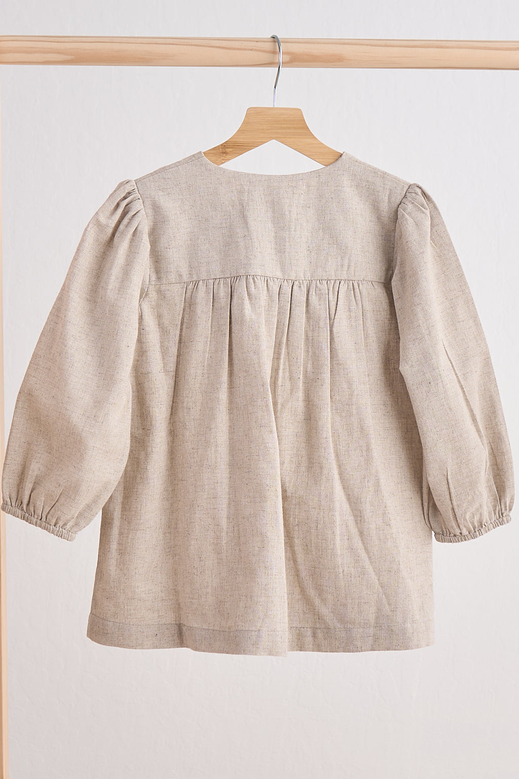 Girls Floral Embroidered Linen Dress