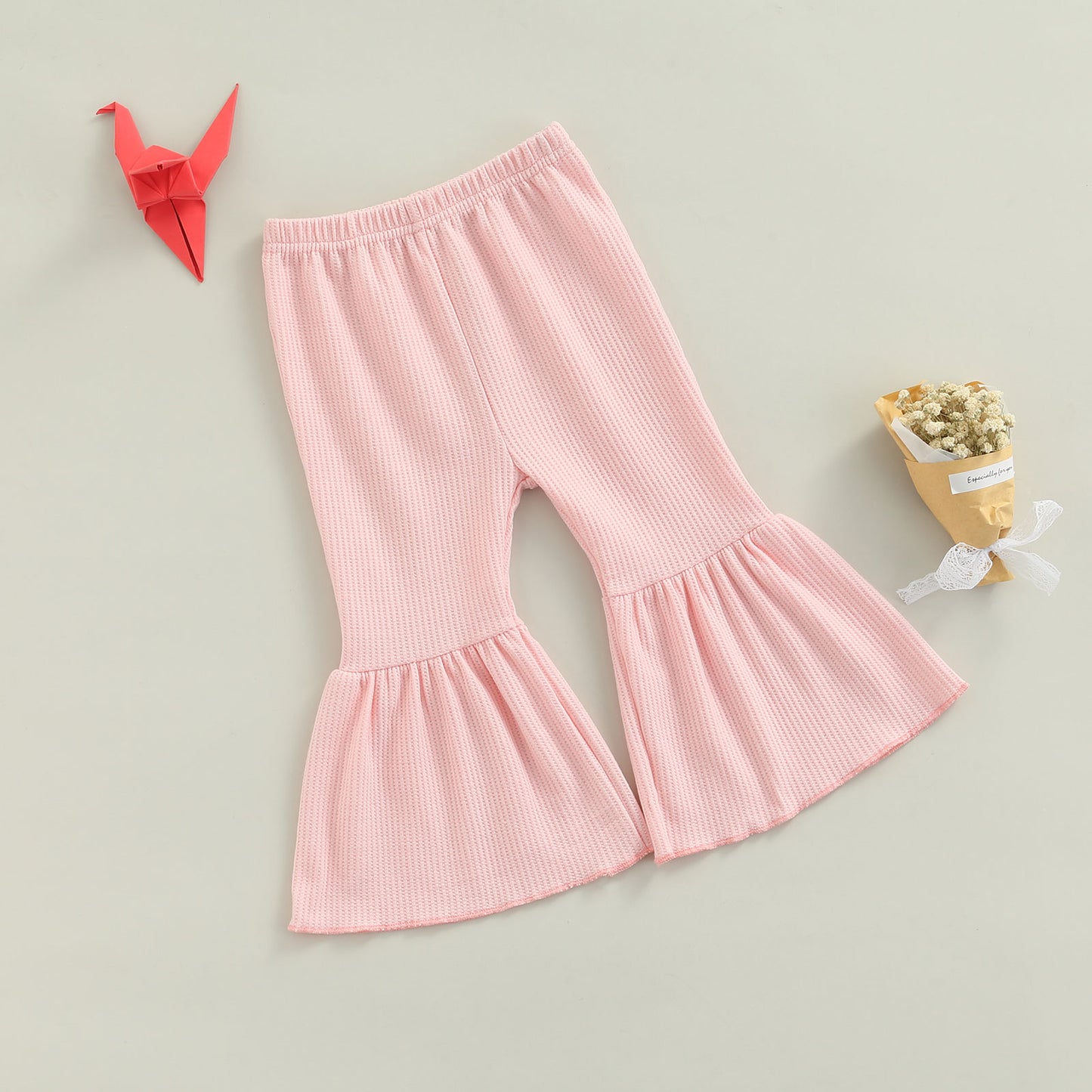 Girls Textured Flared High Waist Pants