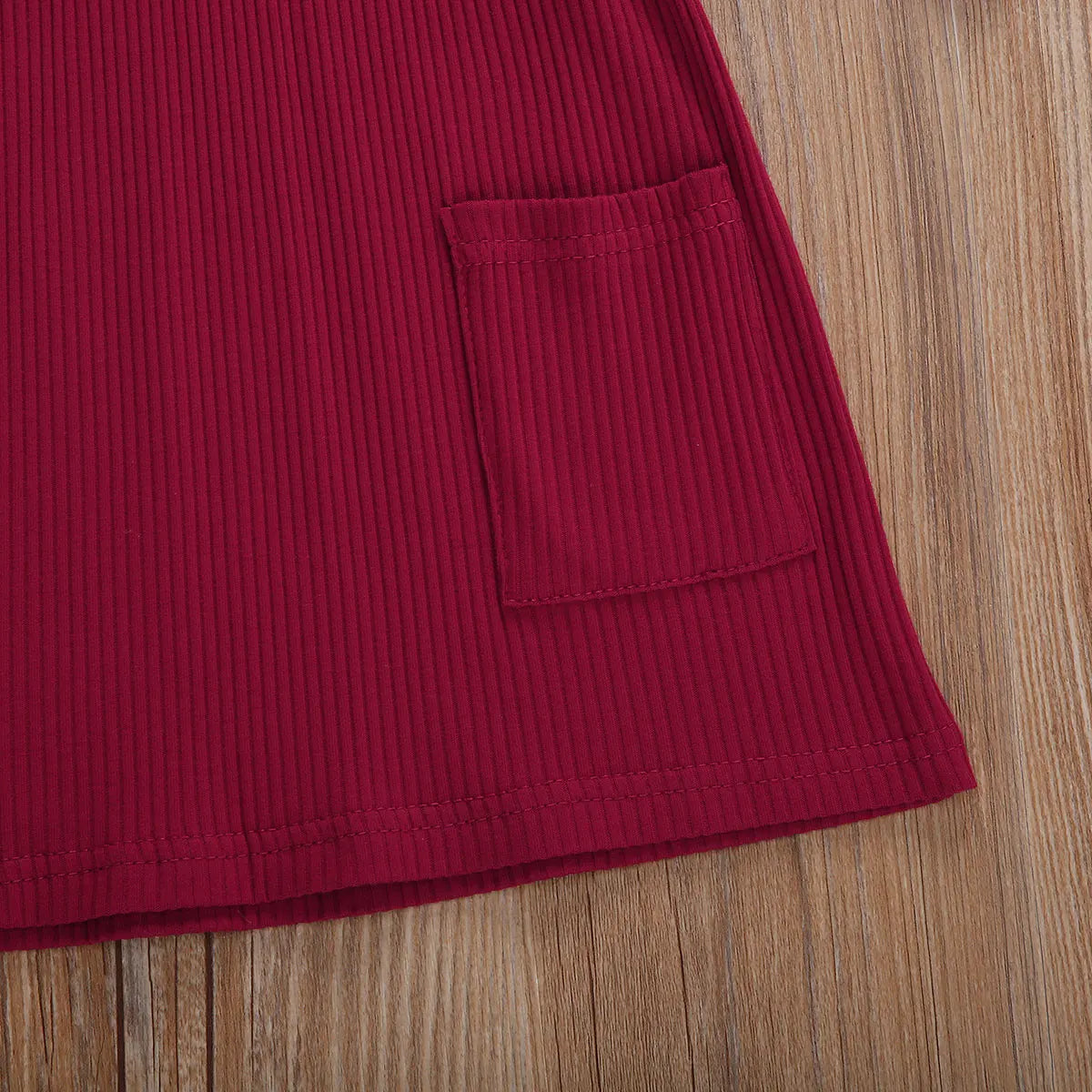 Girls 3/4 Sleeve Knit Pocket Knee-Length Dress