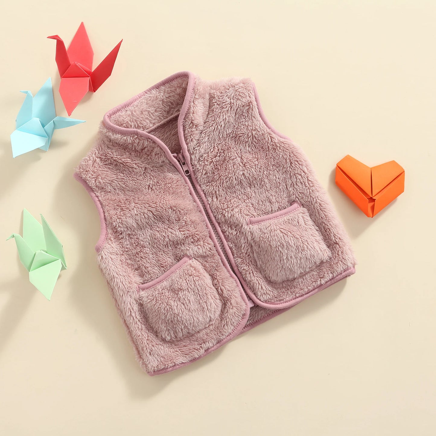 Girls Plush Zipper Vest