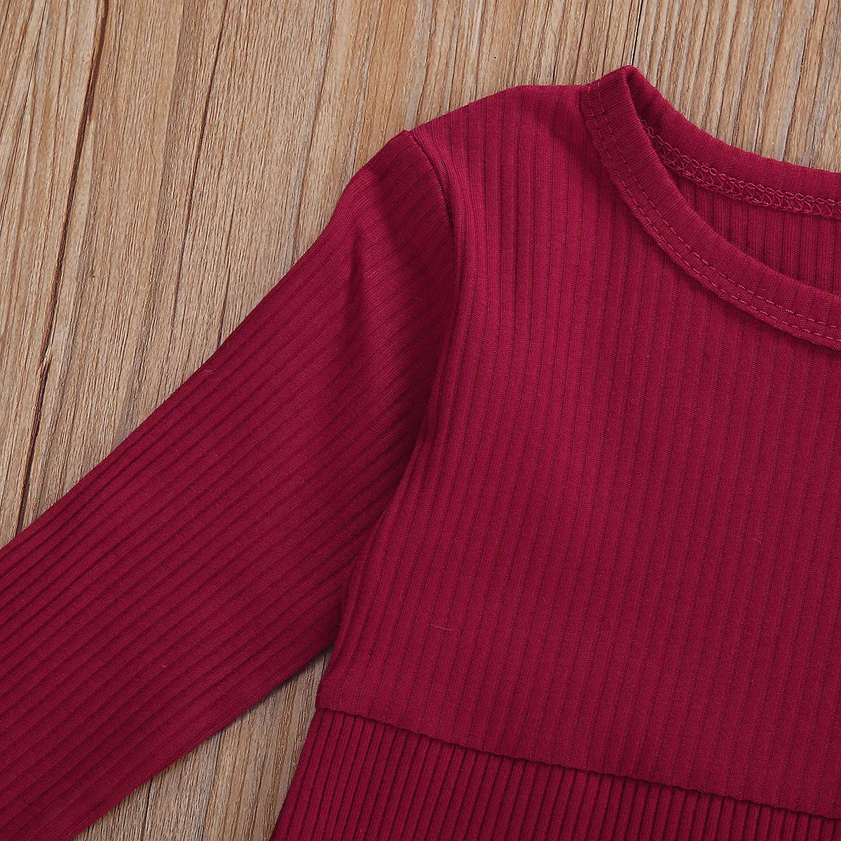 Girls 3/4 Sleeve Knit Pocket Knee-Length Dress