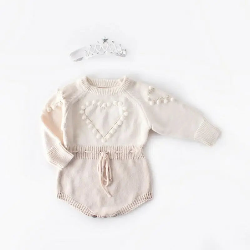 Girls Knitted Heart Bodysuit Bubble