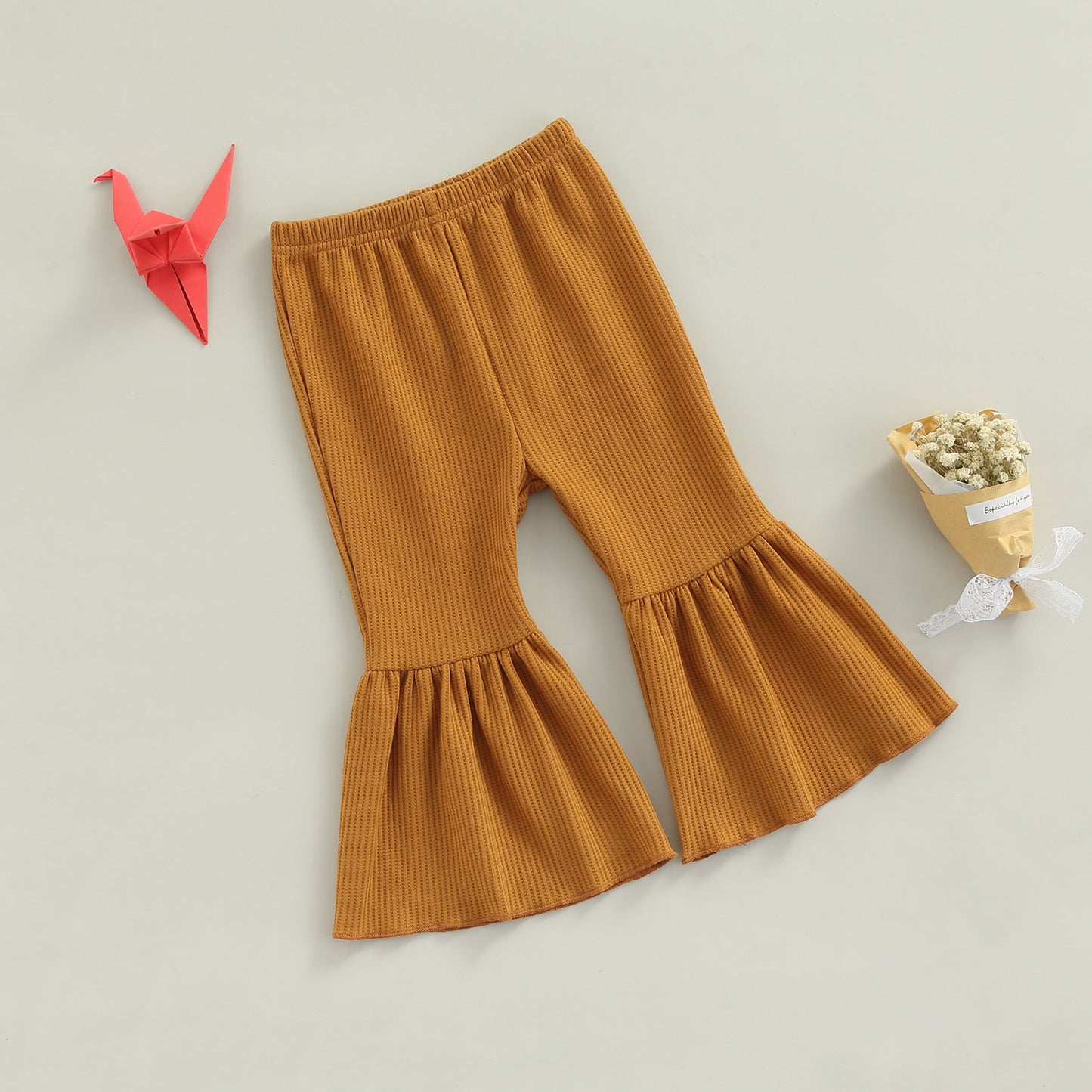 Girls Textured Flared High Waist Pants