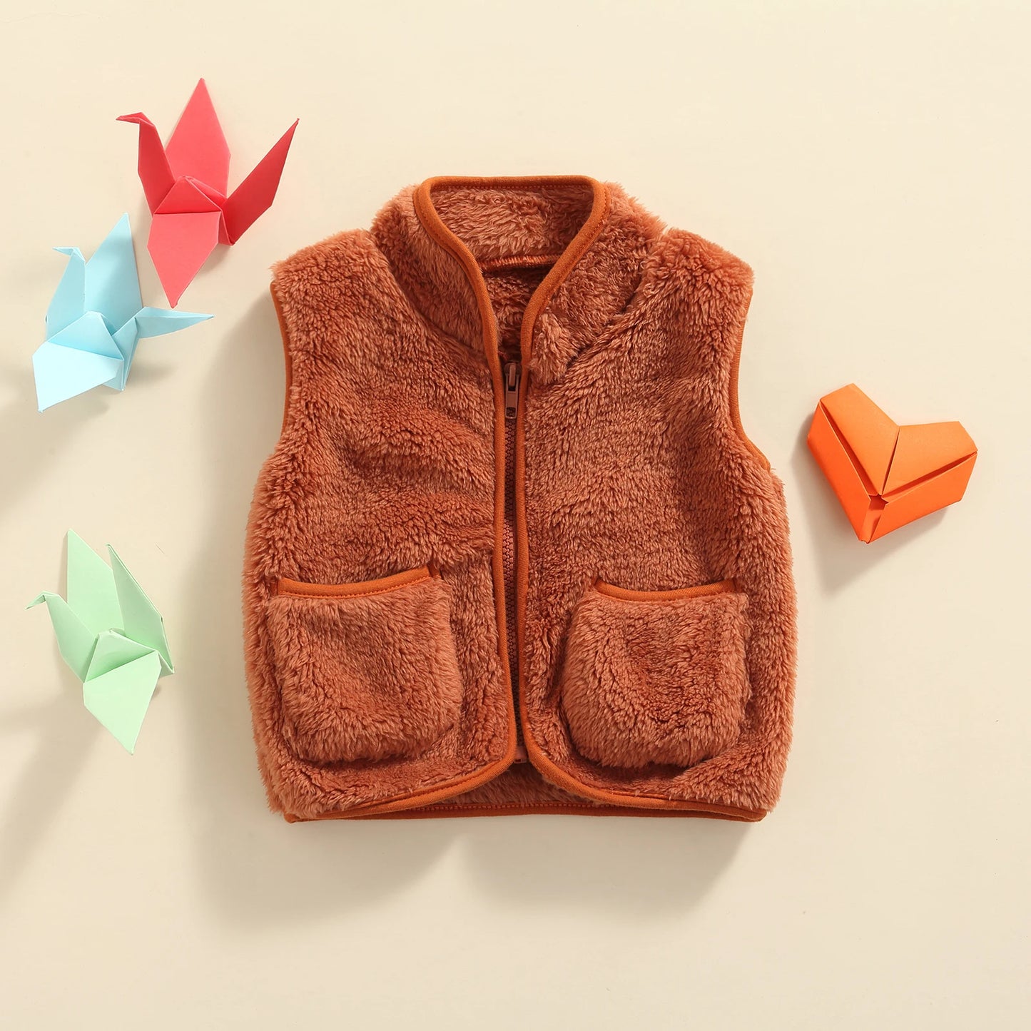 Girls Plush Zipper Vest
