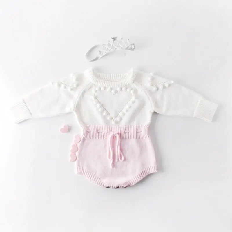 Girls Knitted Heart Bodysuit Bubble