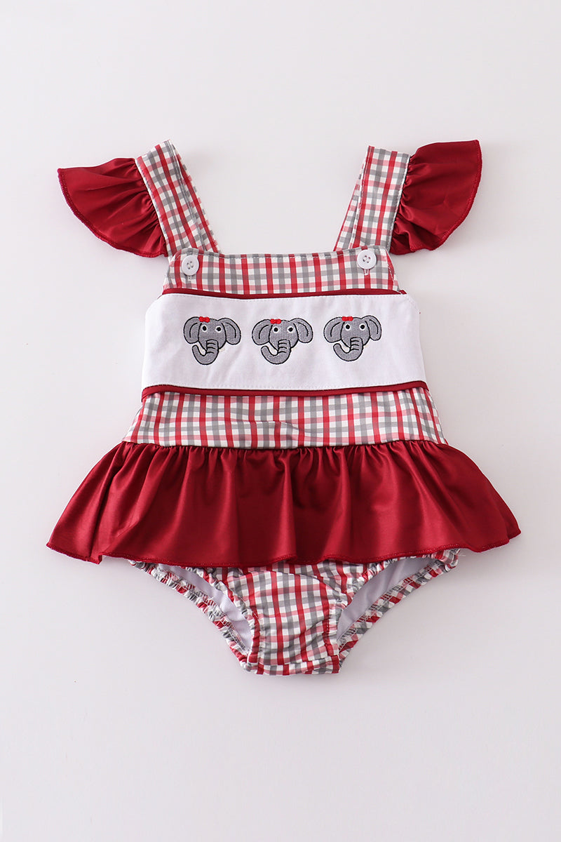 Girls Embroidered Alabama Elephant One-Piece Swimsuit