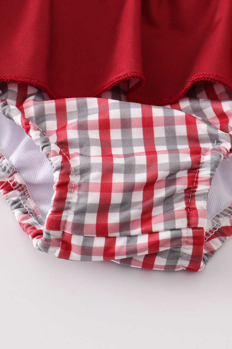 Girls Embroidered Alabama Elephant One-Piece Swimsuit