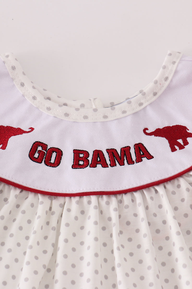 Girls Go Bama Embroidered Ruffle Pants Set