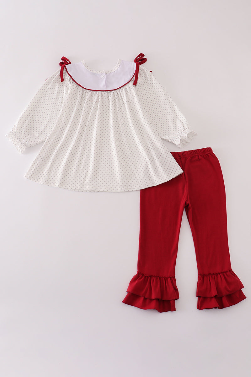 Girls Go Bama Embroidered Ruffle Pants Set