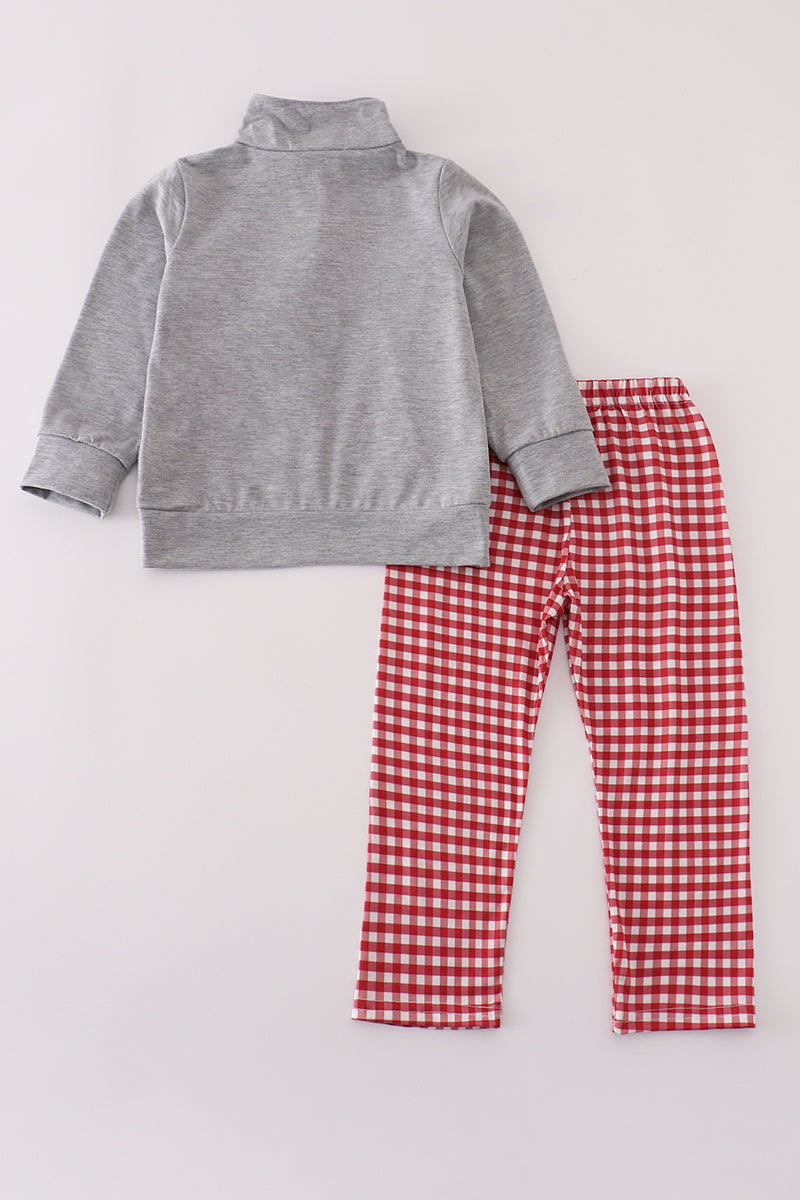 Boys Alabama Embroidered Gingham Pullover & Pants Set