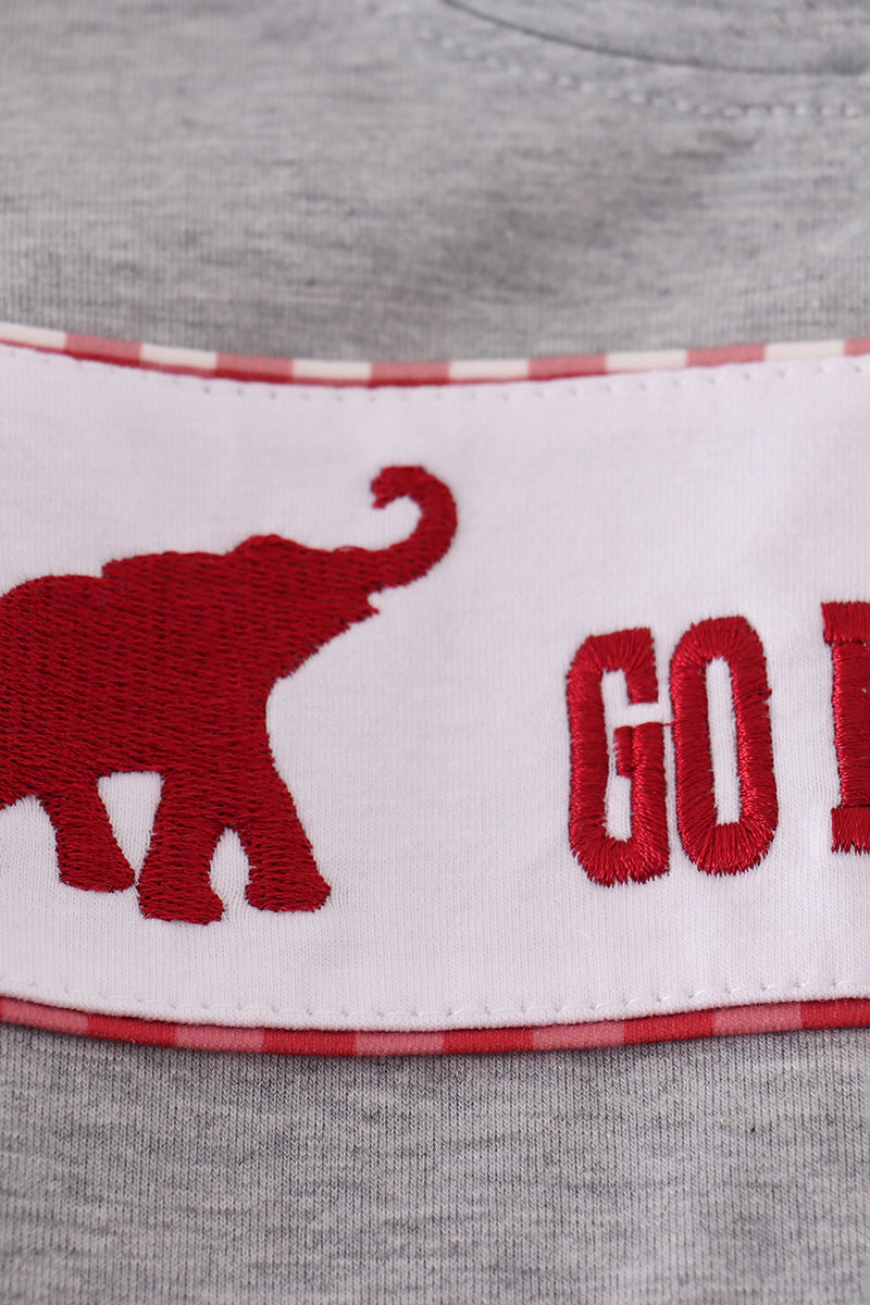 Boys Go Bama Embroidered Gingham Pants Set