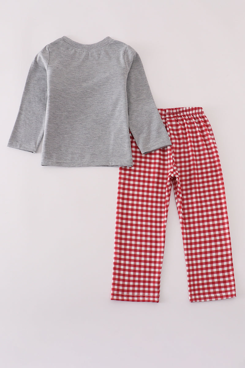 Boys Go Bama Embroidered Gingham Pants Set