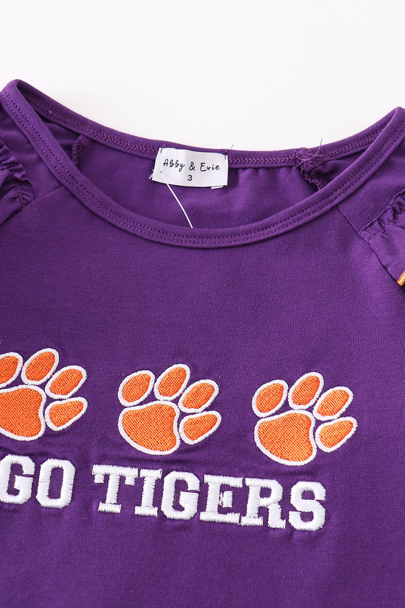 Girls Clemson Go Tigers Embroidered Top