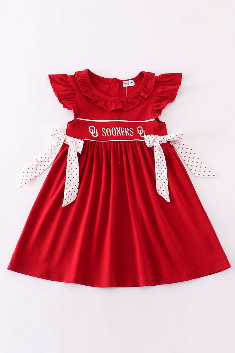 Girls Oklahoma Sooners Embroidered Dress