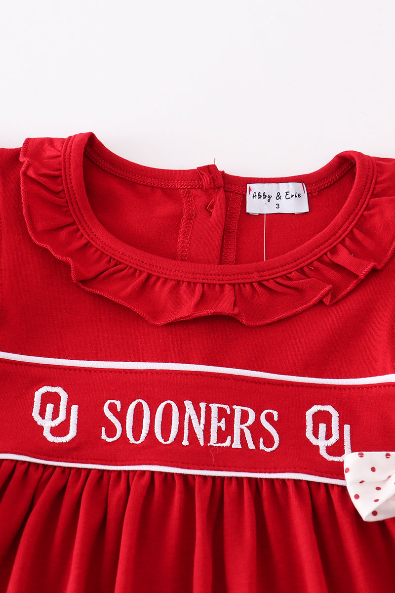 Girls Oklahoma Sooners Embroidered Dress