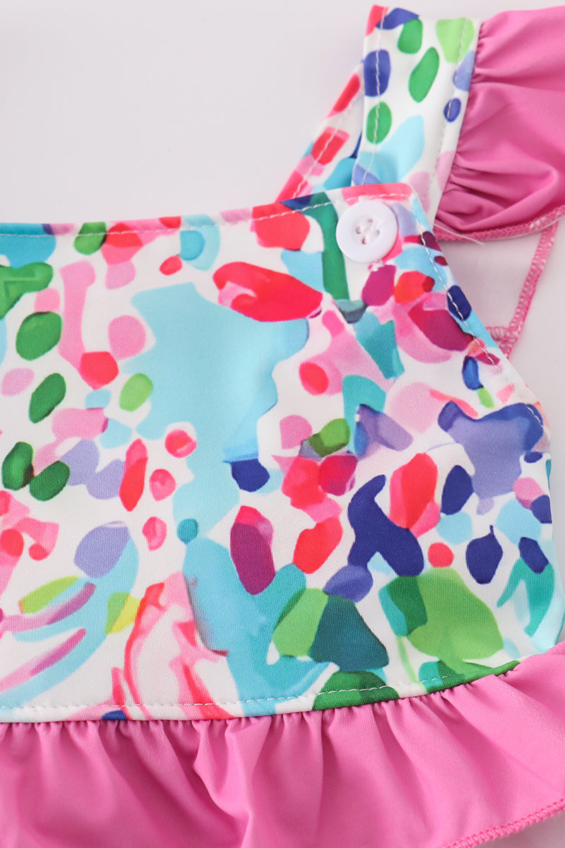 Girls Rainbow Garden Print 2pc Swimsuit