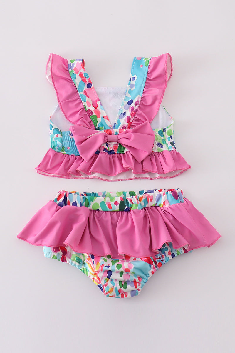 Girls Rainbow Garden Print 2pc Swimsuit