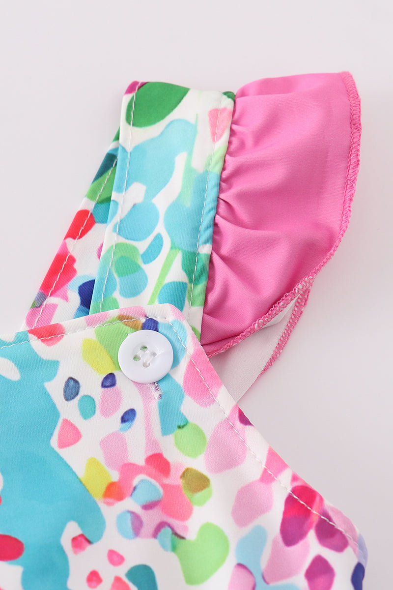Girls Rainbow Garden Print 2pc Swimsuit