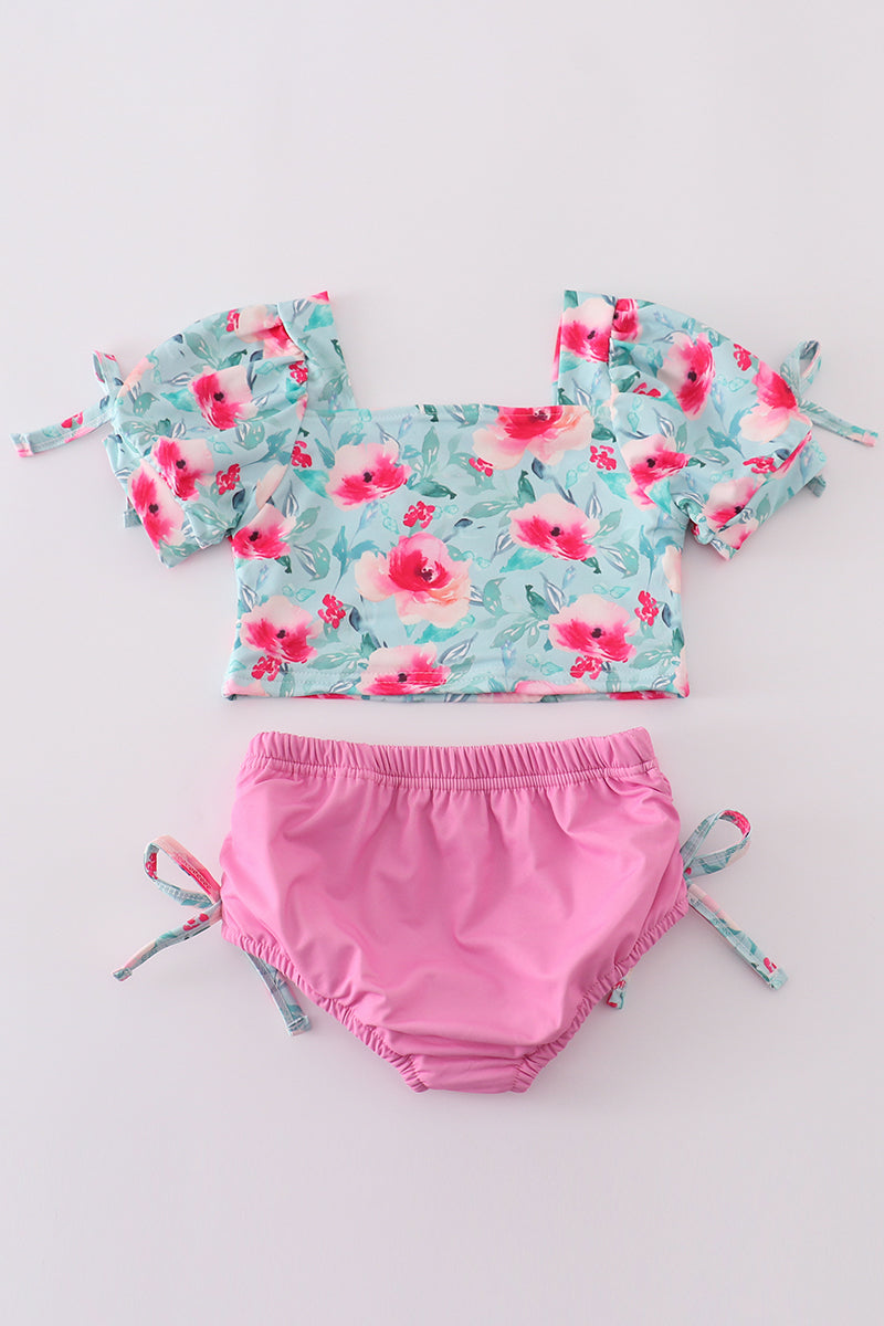 Girls Rose Garden Print 2pc Swimsuit