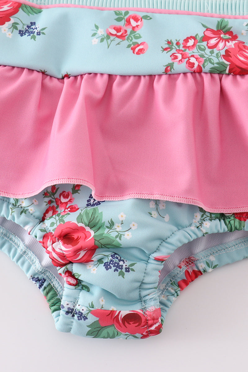 Girls Smocked Rosebud One-Piece Swimsuit