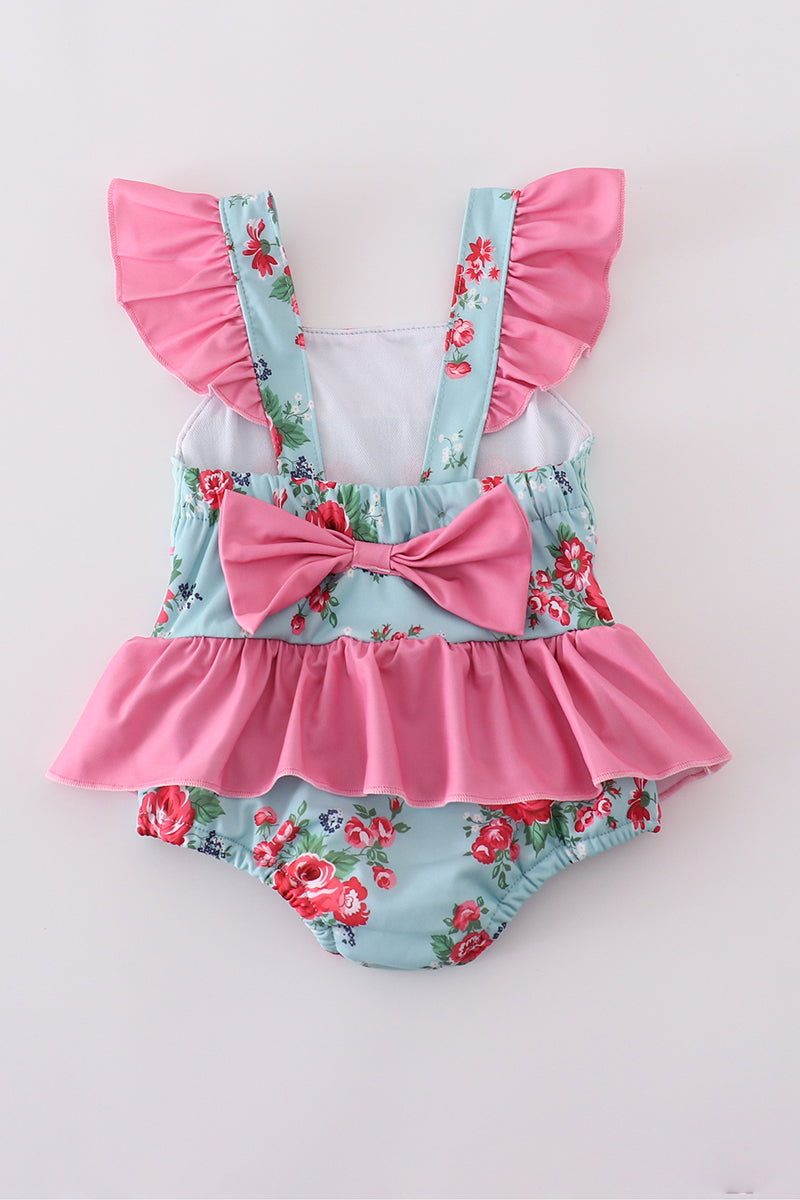 Girls Smocked Rosebud One-Piece Swimsuit