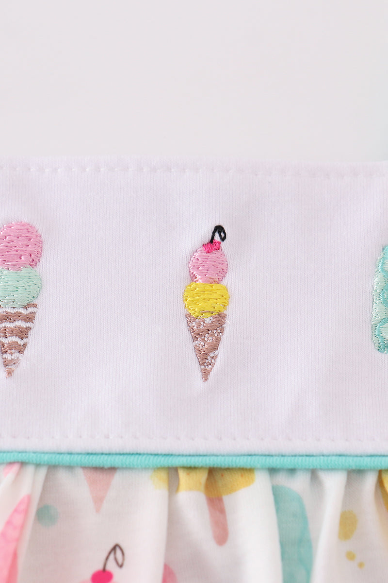 Girls Mint Ice Cream Embroidered Dress