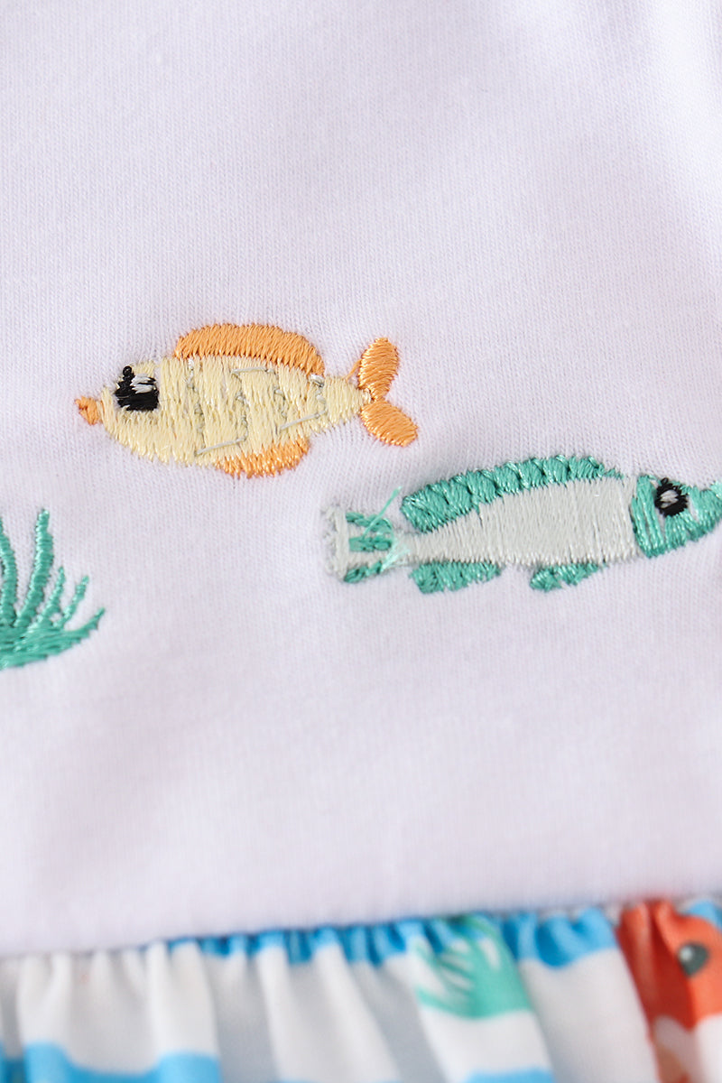 Girls Ocean Creature Embroidered Dress