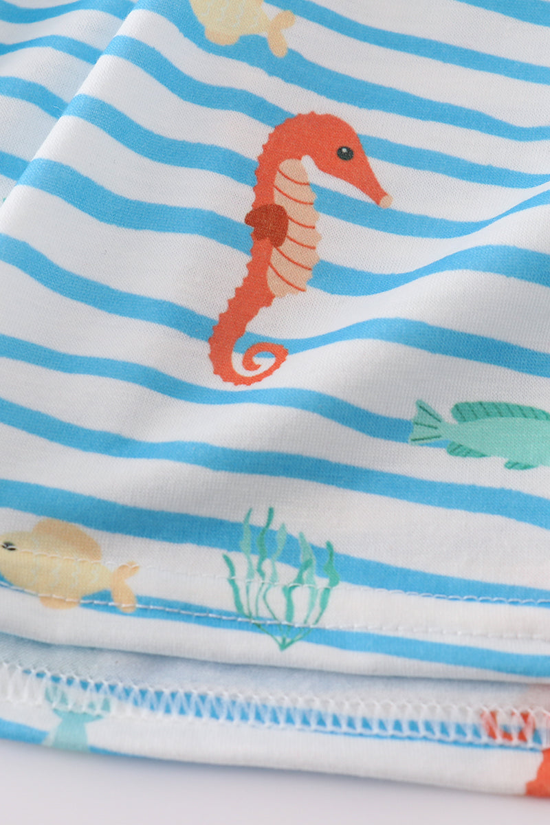 Girls Ocean Creature Embroidered Dress