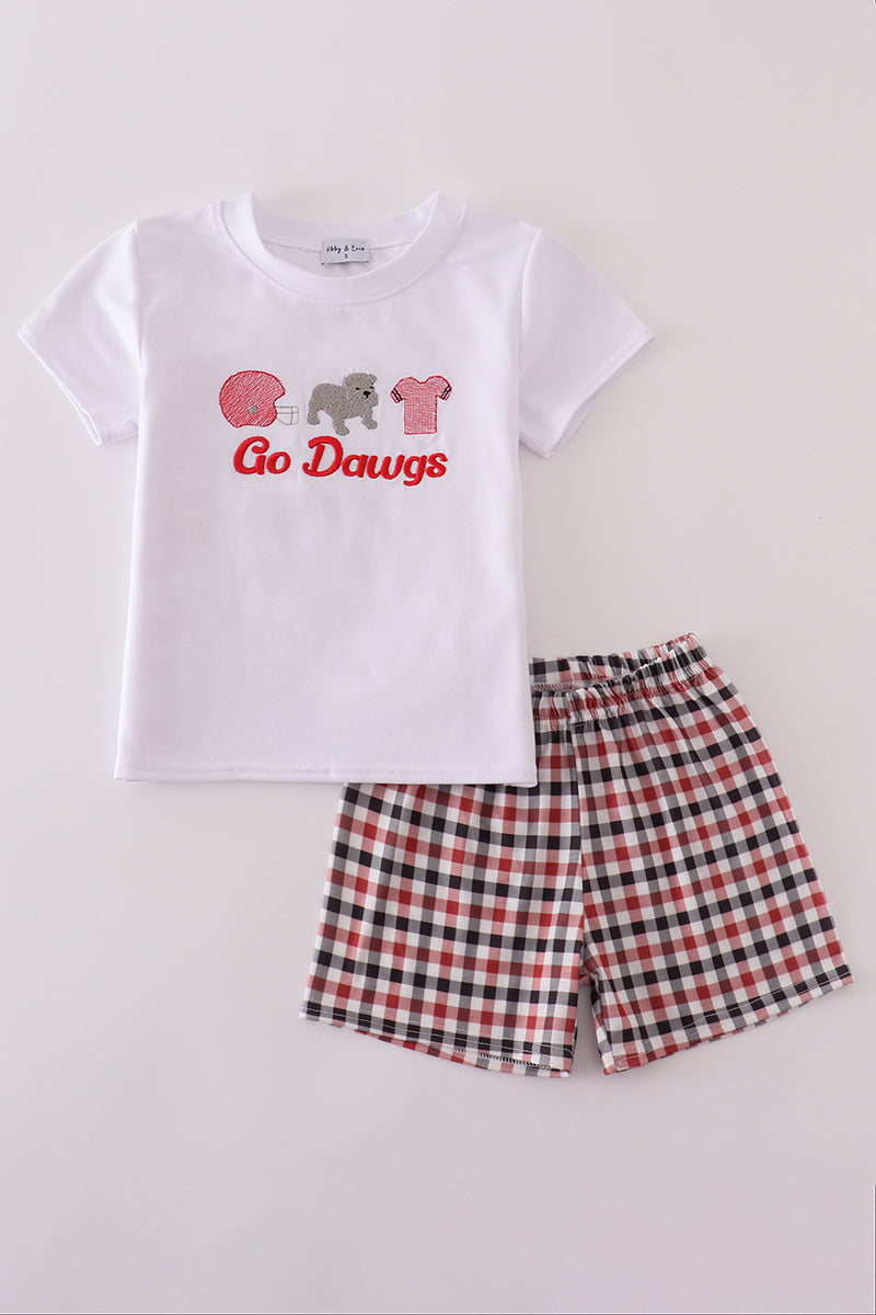 Boys Go Dawgs Georgia Embroidered Set