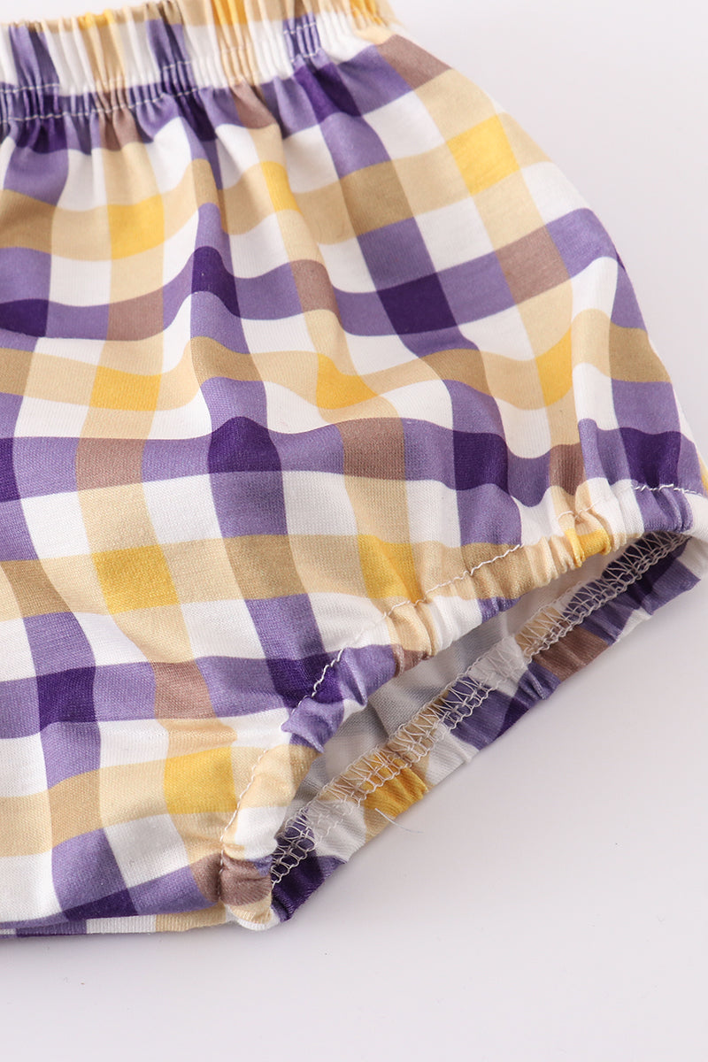 Plaid LSU Appliqué Bloomer Set, Unisex