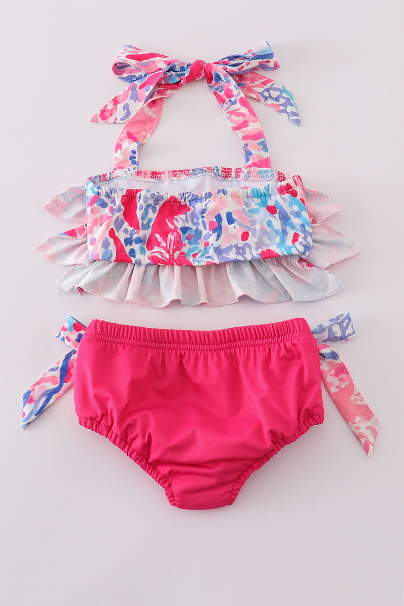 Girls Pink Paradise Reef Print 2pc Swimsuit