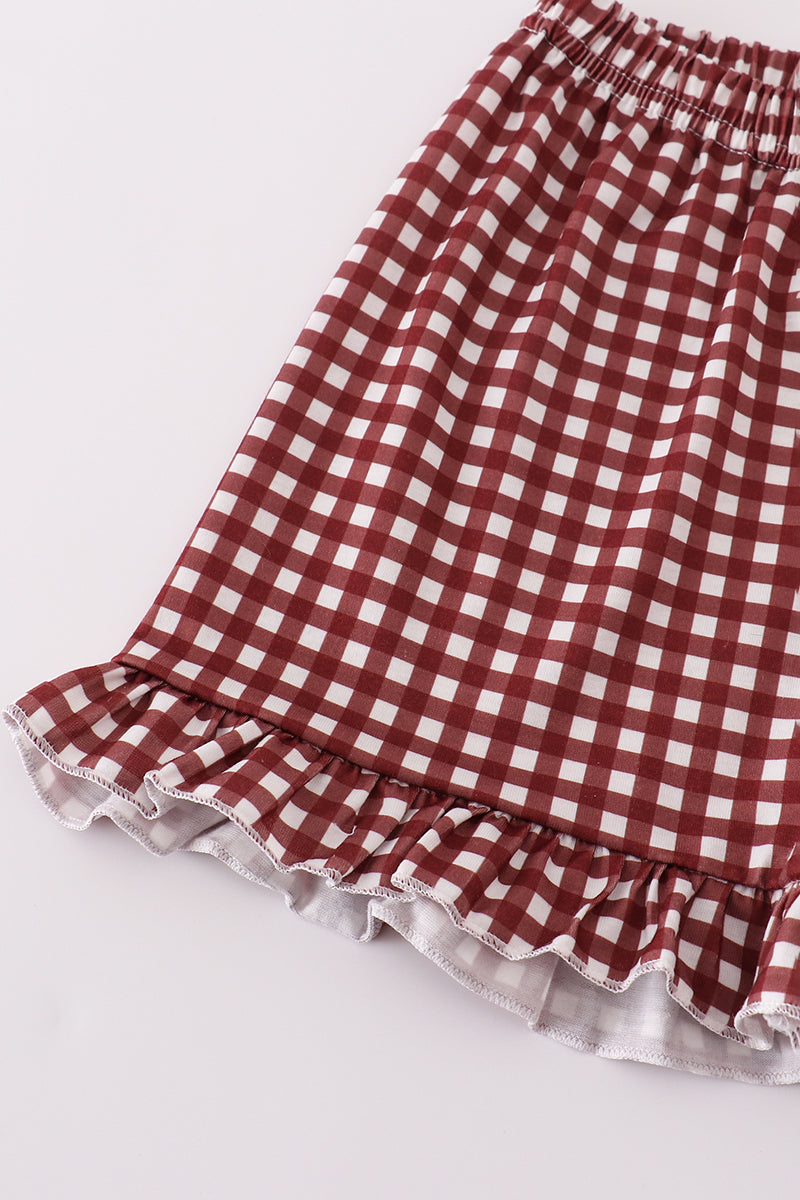 Girls Mississippi State Embroidered Smocked Gingham Ruffle Set