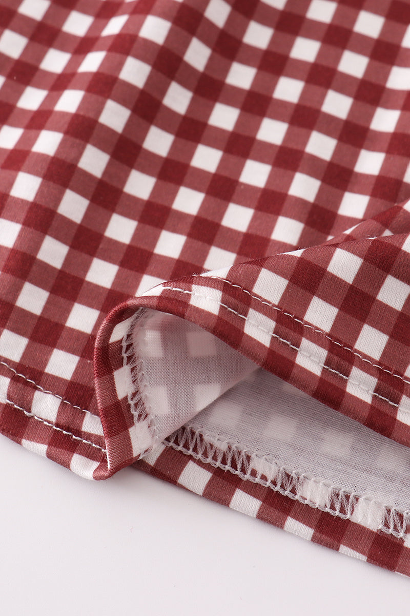 Girls Mississippi State Embroidered Smocked Gingham Dress