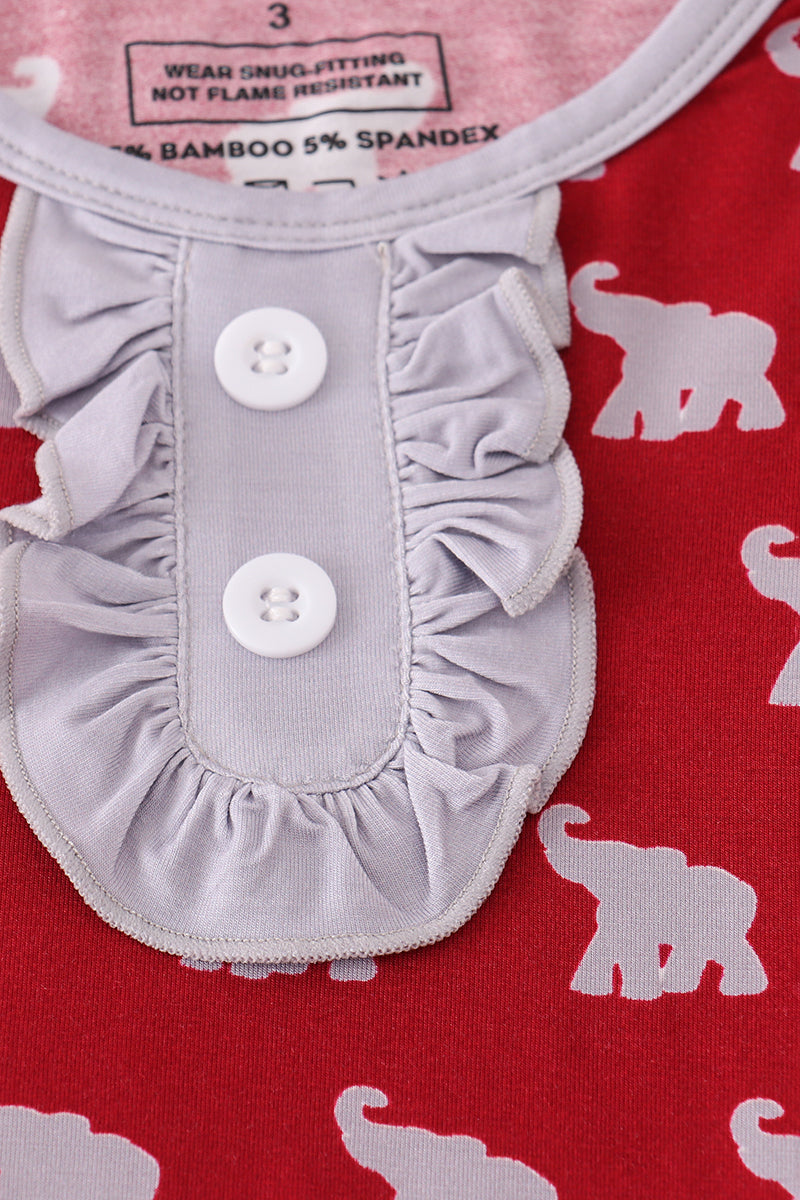 Girls Alabama Elephant Print Bamboo Pajamas Set