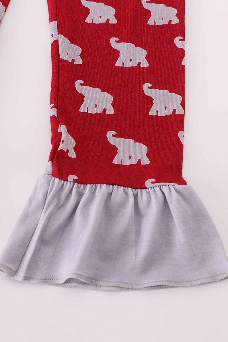 Girls Alabama Elephant Print Bamboo Pajamas Set