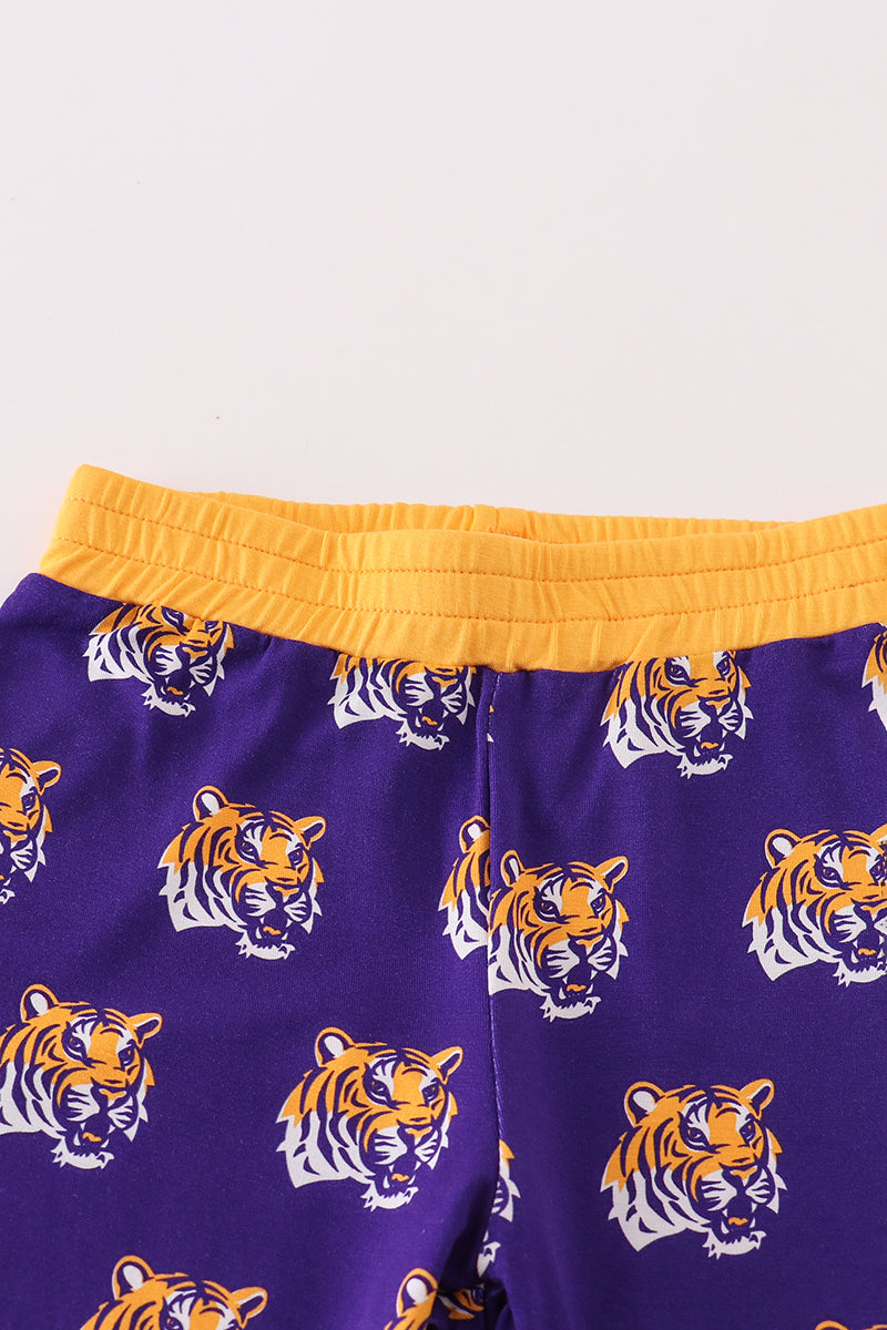 Girls LSU Tigers Bamboo Ruffle Pajamas Set