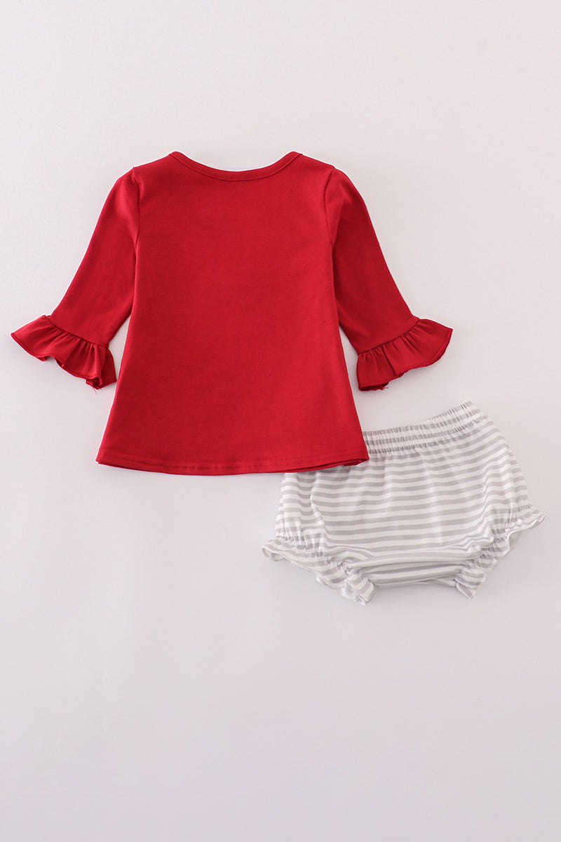 Girls Alabama Elephant Appliqué Ruffle Bloomer Set