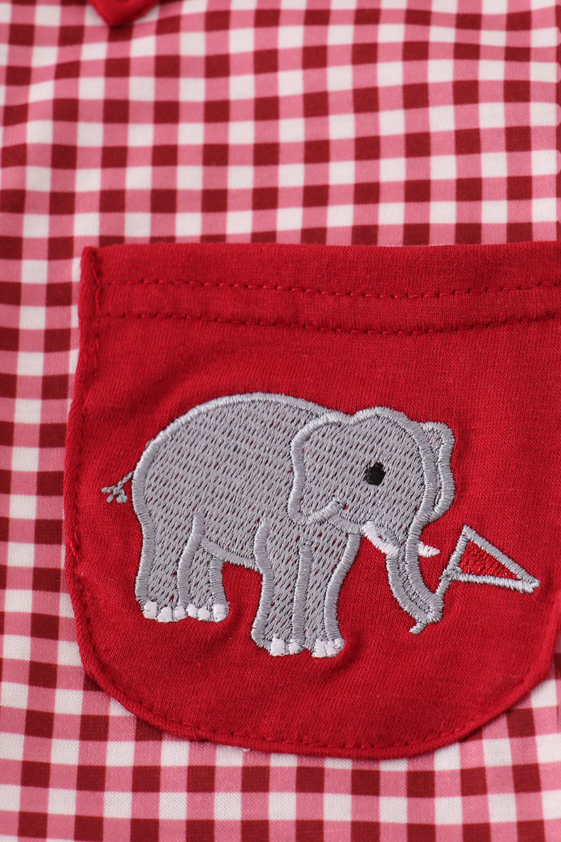 Boys Alabama Elephant Embroidery Button Down Shirt