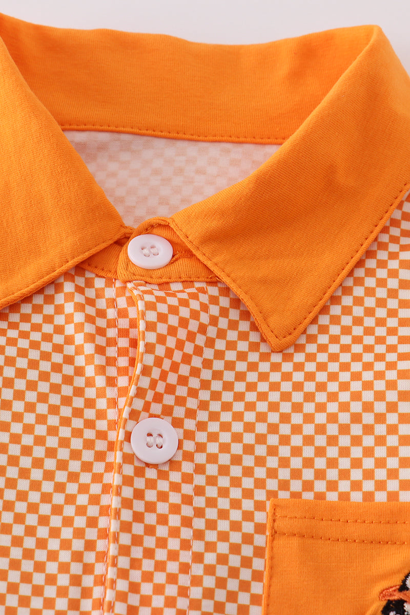 Boys Checkered Tennessee Vols Appliqué Button Down Shirt