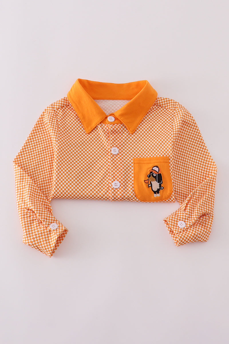 Boys Checkered Tennessee Vols Appliqué Button Down Shirt