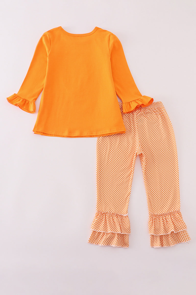 Girls Orange Tennessee Vols Appliqué Ruffle Pants Set