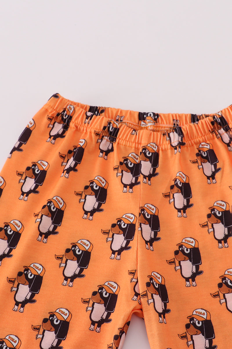 Girls Orange Tennessee Vols Print Ruffle Pajamas Set
