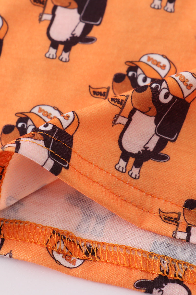 Girls Orange Tennessee Vols Print Ruffle Pajamas Set