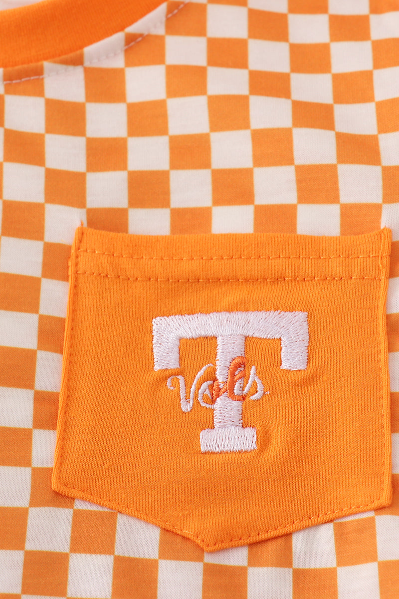 Boys Checkered Tennessee Vols Embroidered Pocket Tee
