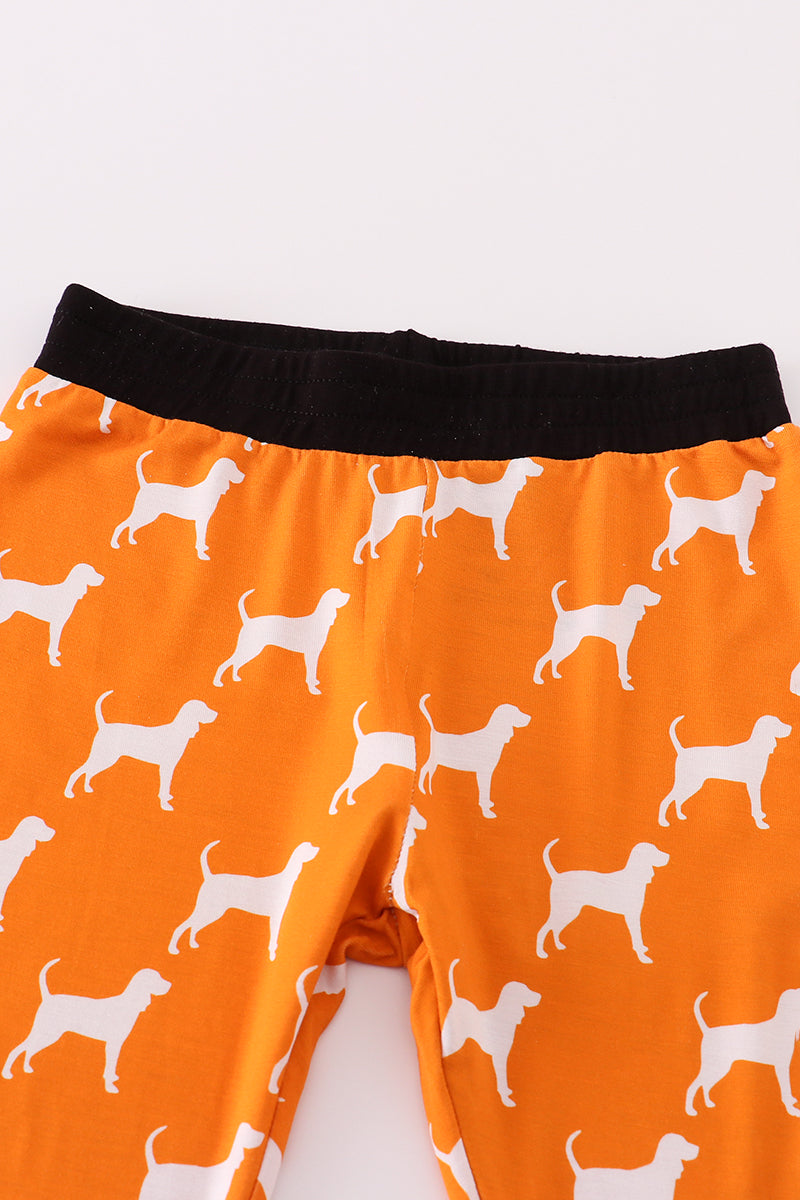 Girls Orange Tennessee Bamboo Ruffle Pajamas Set