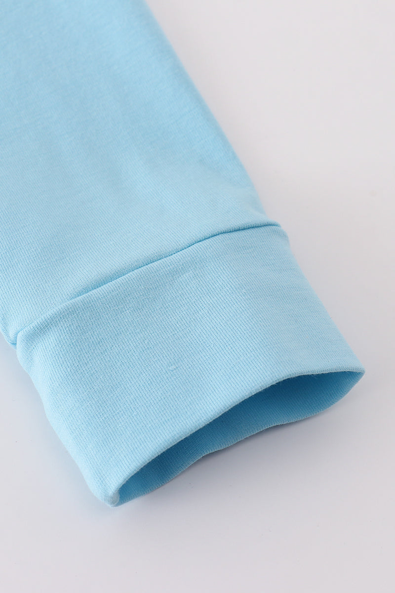 Boys Blue Ghost Pumpkin Embroidered Top
