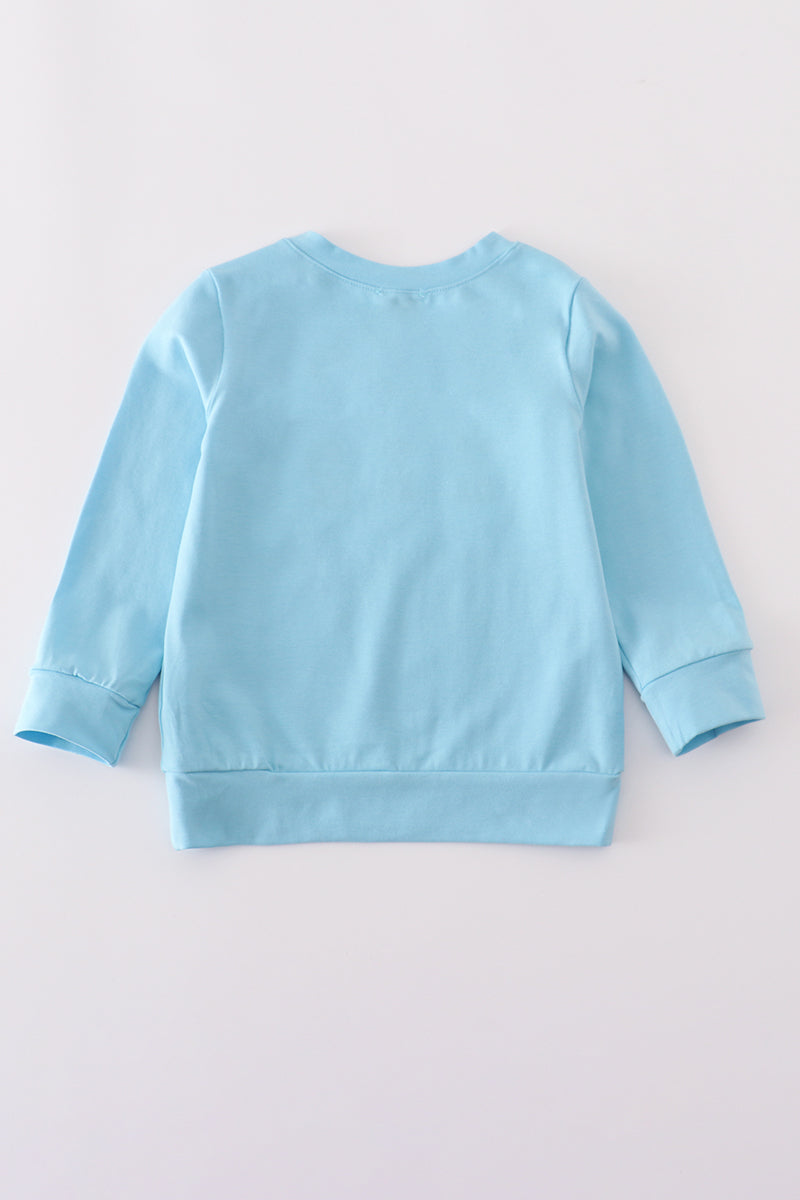 Boys Blue Ghost Pumpkin Embroidered Top