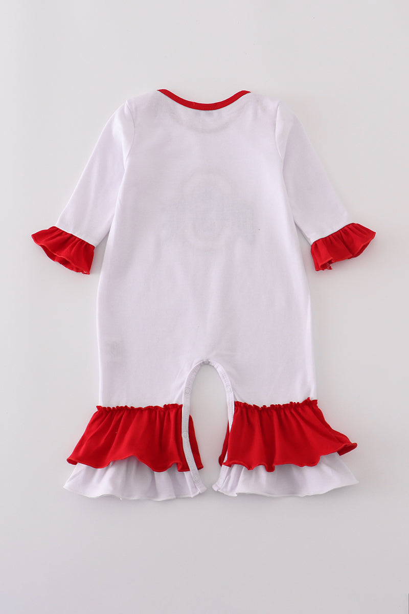Girls Ohio State Buckeyes Glitter Ruffle Romper