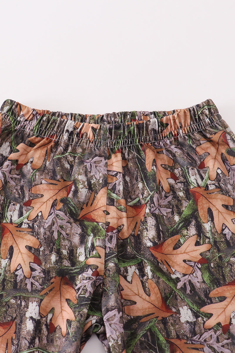 Boys Camo Deer Hunting Embroidered Pants Set
