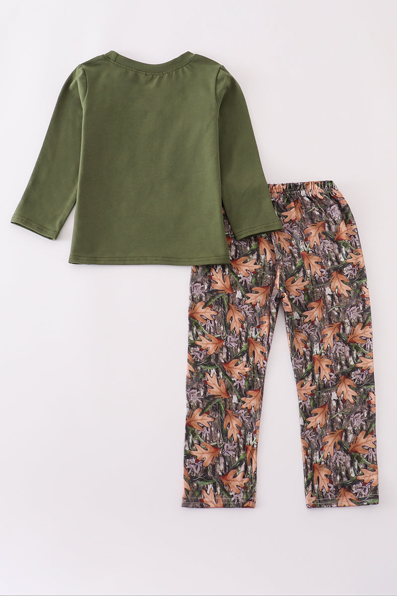 Boys Camo Deer Hunting Embroidered Pants Set